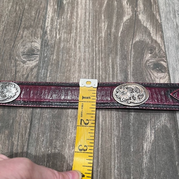 Nocona Western Vintage 1996 Belt G494 Sz 32 Leather Silver Floral Accent Buckle main image 4